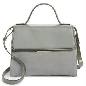 Treasure & Bond Grey Leather Suede Top Handle Satchel Crossbody